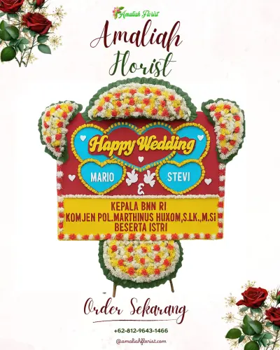 Karangan Papan Bunga Pernikahan di Tenajar